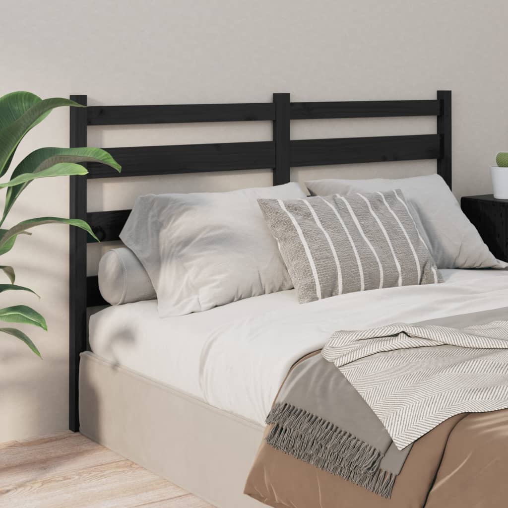 vidaXL Tăblie de pat, negru, 126x4x100 cm, lemn masiv de pin (si imagine noua
