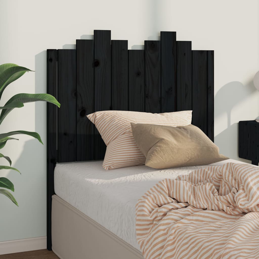 vidaXL Tăblie de pat, negru, 96x4x110 cm, lemn masiv de pin