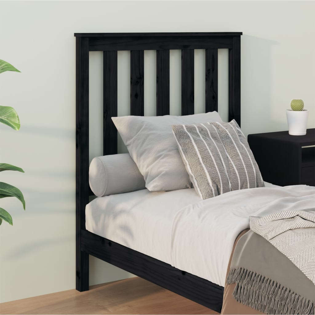 Bed Headboard Black 81x6x101 Cm Solid Wood Pine VidaXL 15 width=274