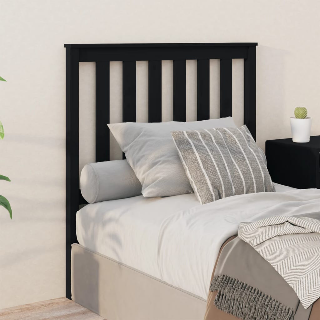 vidaXL Tăblie de pat, negru, 96x6x101 cm, lemn masiv de pin