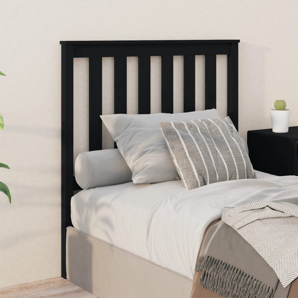vidaXL sengegærde 96x6x101 cm massivt fyrretræ sort billede