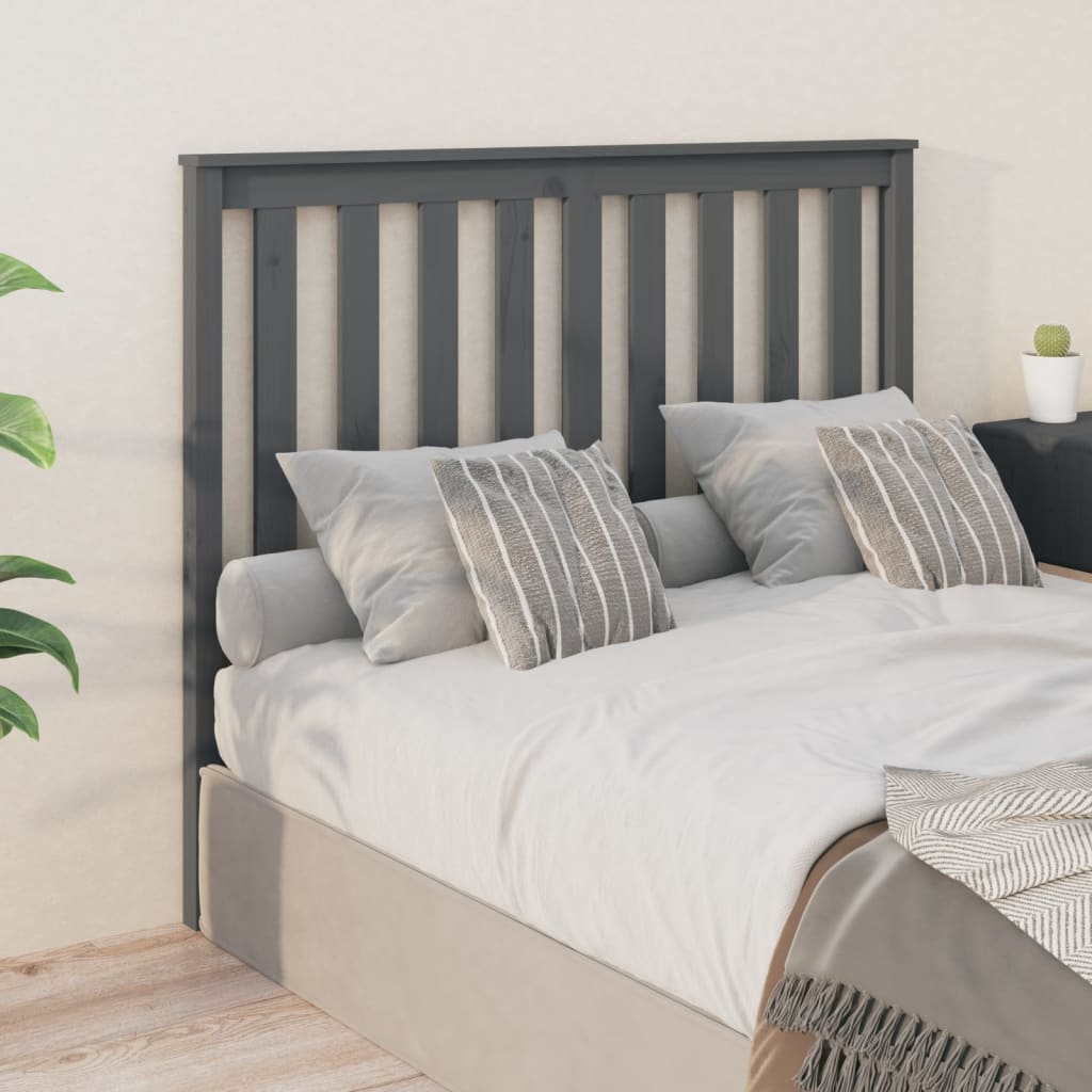 vidaXL Tăblie de pat, gri, 126x6x101 cm, lemn masiv de pin (si imagine noua