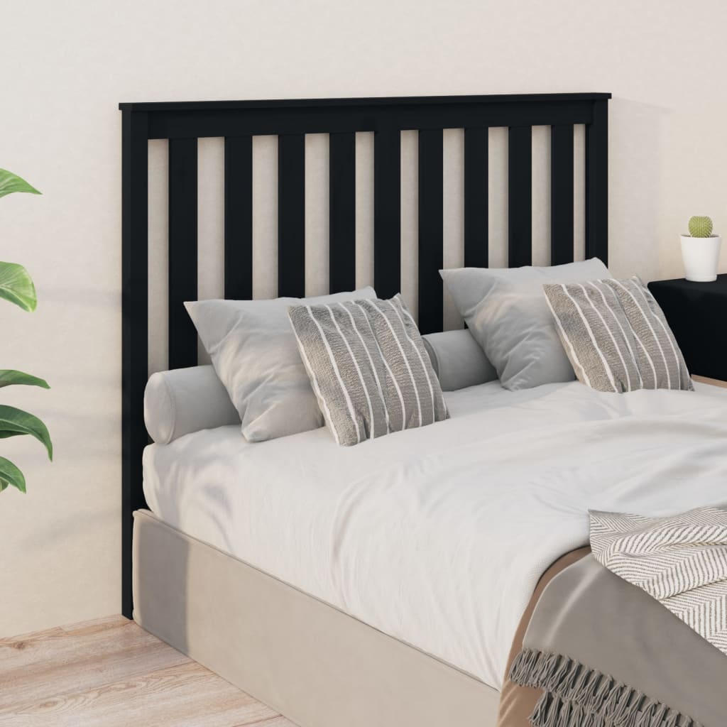 vidaXL Tăblie de pat, negru, 126x6x101 cm, lemn masiv de pin (si imagine noua