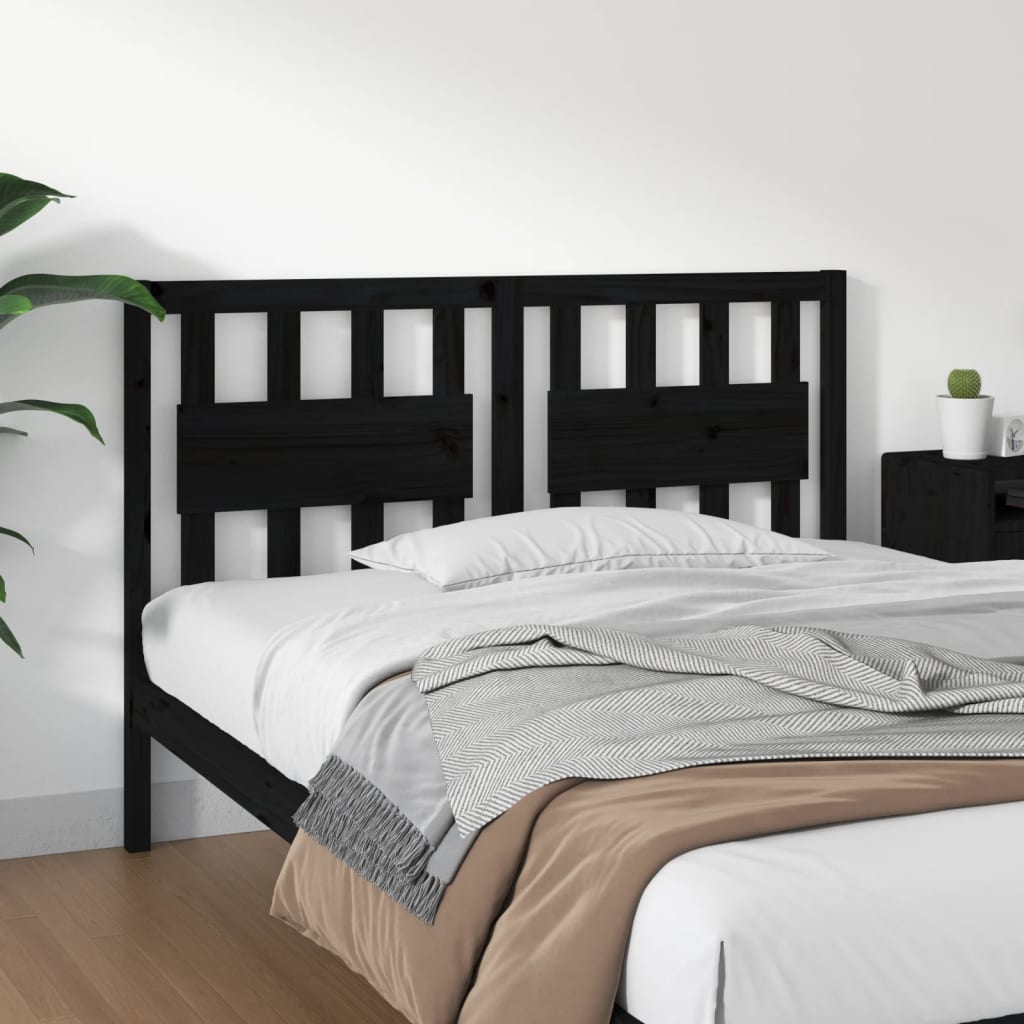 vidaXL sengegærde 145,5x4x100 cm massivt fyrretræ sort billede