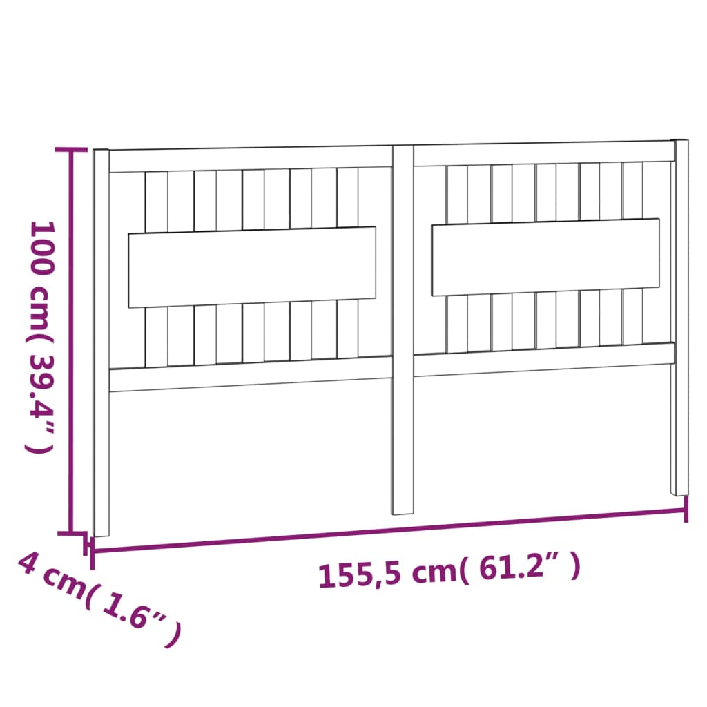 Posteljno vzglavje medeno rjavo 155,5x4x100 cm trdna borovina