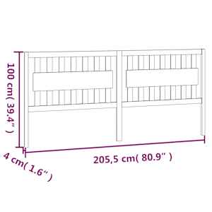 Čelo postele černé 205,5 x 4 x 100 cm masivní borovice - obrázek 6