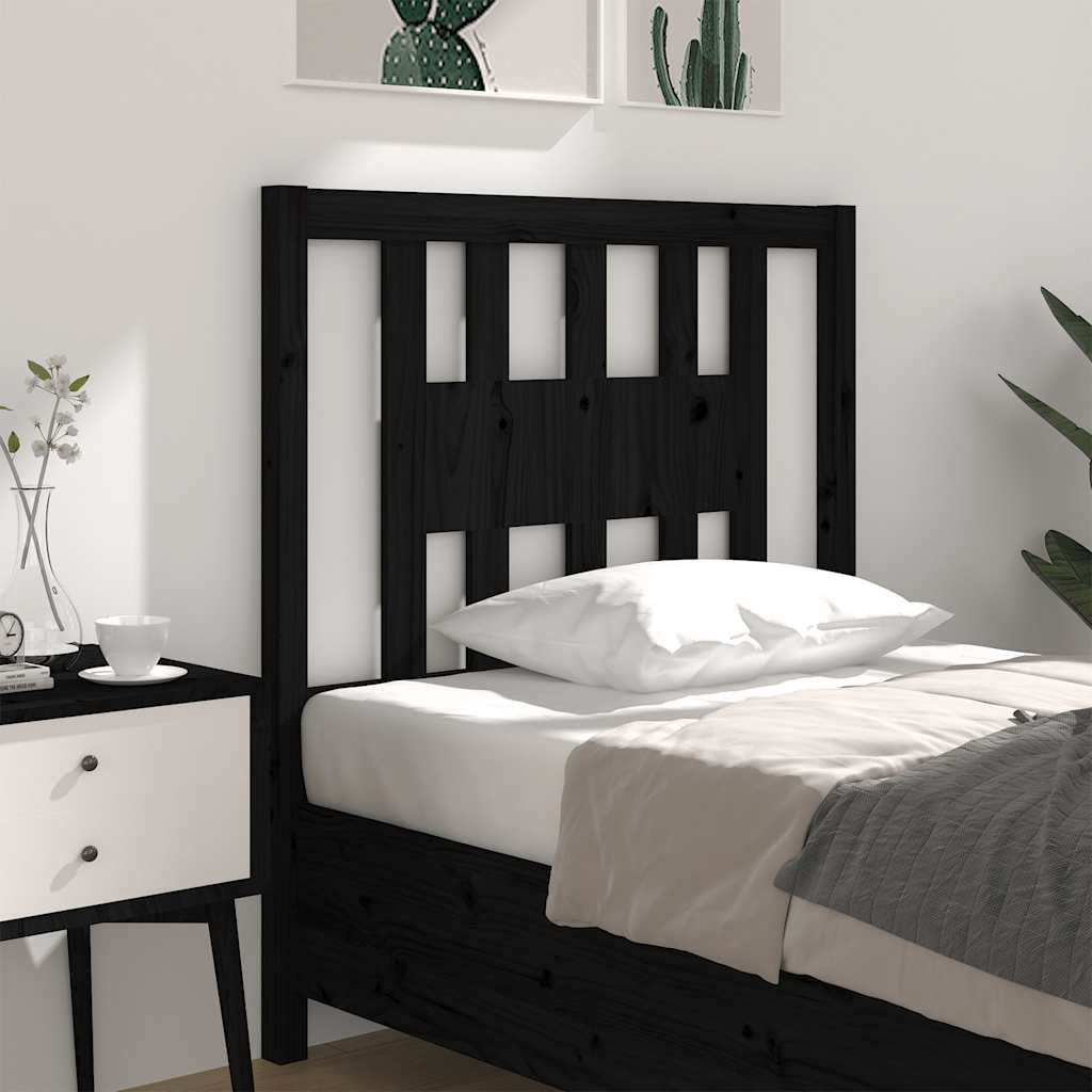 vidaXL sengegærde 81x4x100 cm massivt fyrretræ sort billede