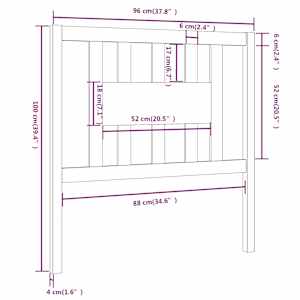 Čelo postele šedé 96 x 4 x 100 cm masivní borovice - obrázek 6