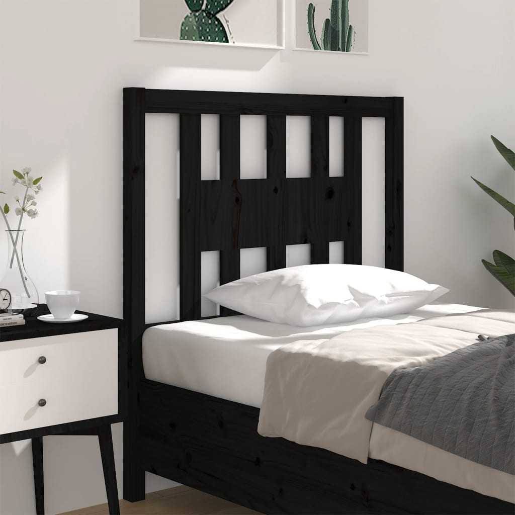 vidaXL sengegærde 96x4x100 cm massivt fyrretræ sort billede