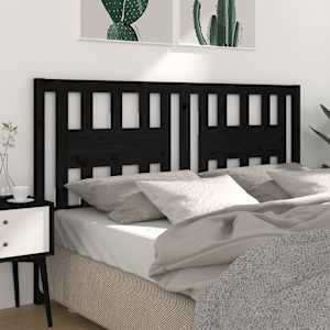Posteljno vzglavje črno 126x4x100 cm trdna borovina