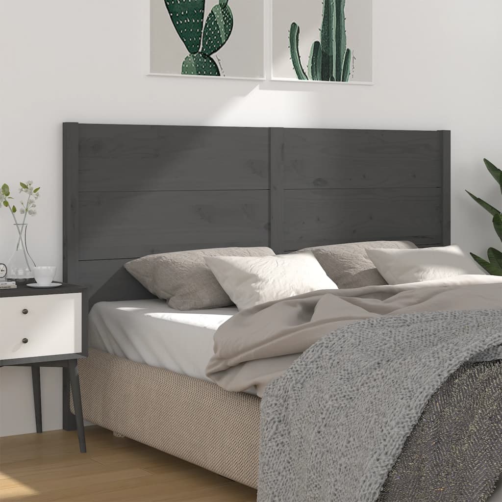 vidaXL Kopfteil Grau 126x4x100 cm Massivholz Kiefer
