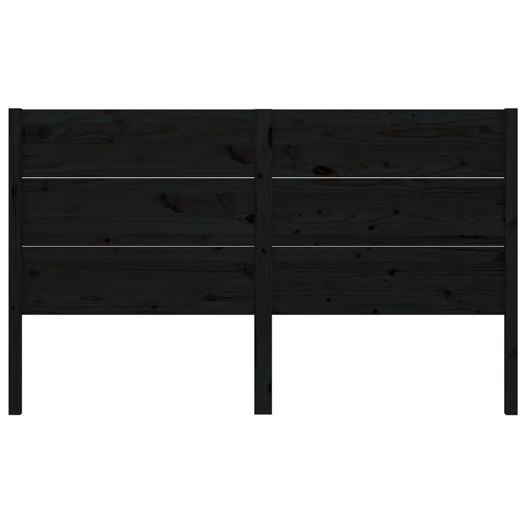 fekete tömör fenyőfa fejtámla 141 x 4 x 100 cm