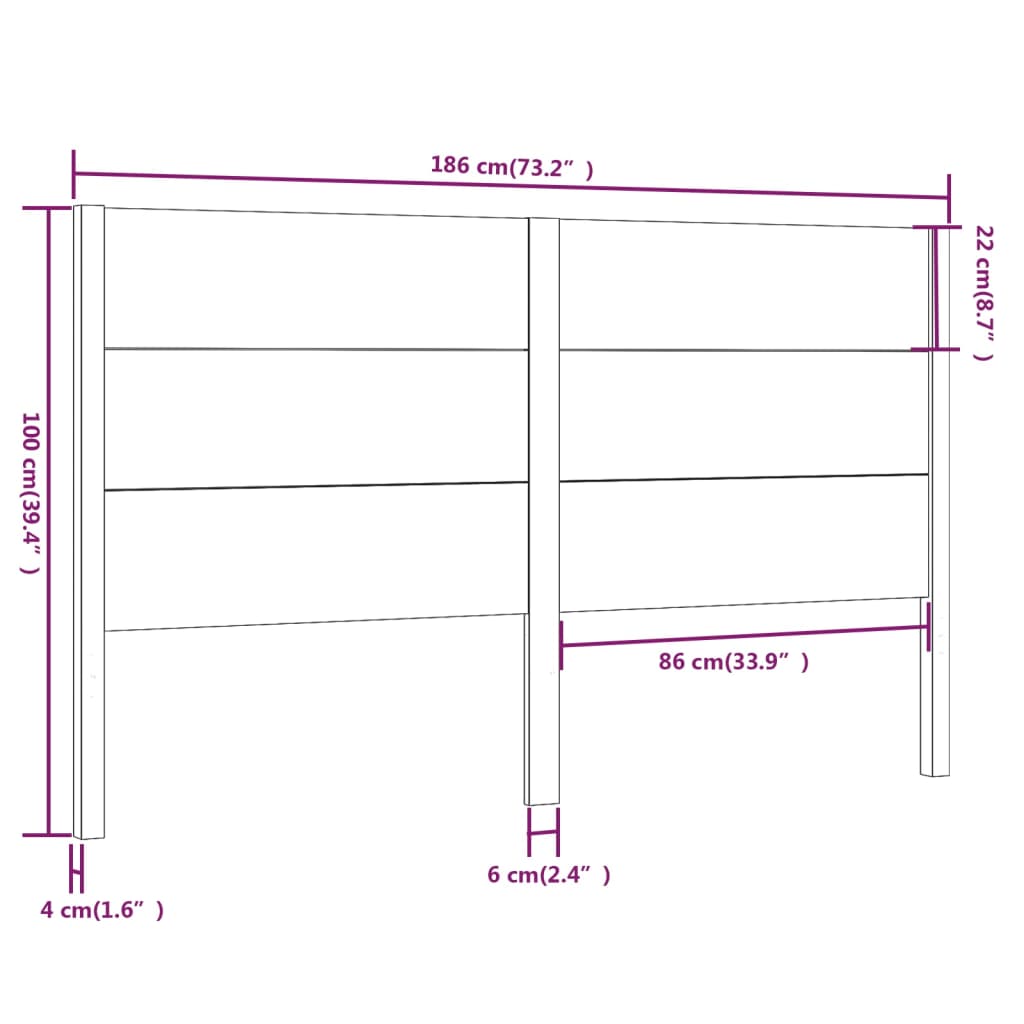 Vzglavna 186x4x100 cm trdna borovina