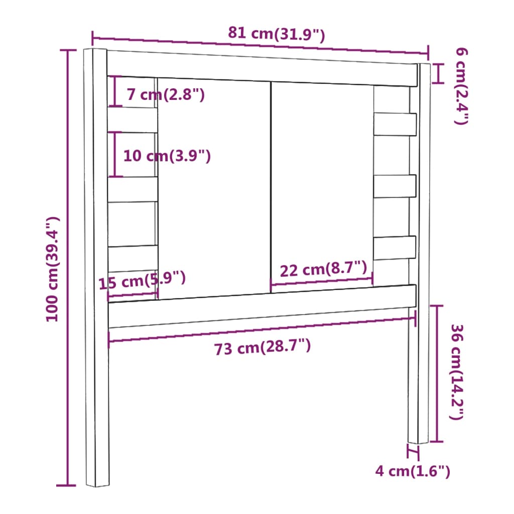 mézbarna tömör fenyőfa fejtámla 81 x 4 x 100 cm