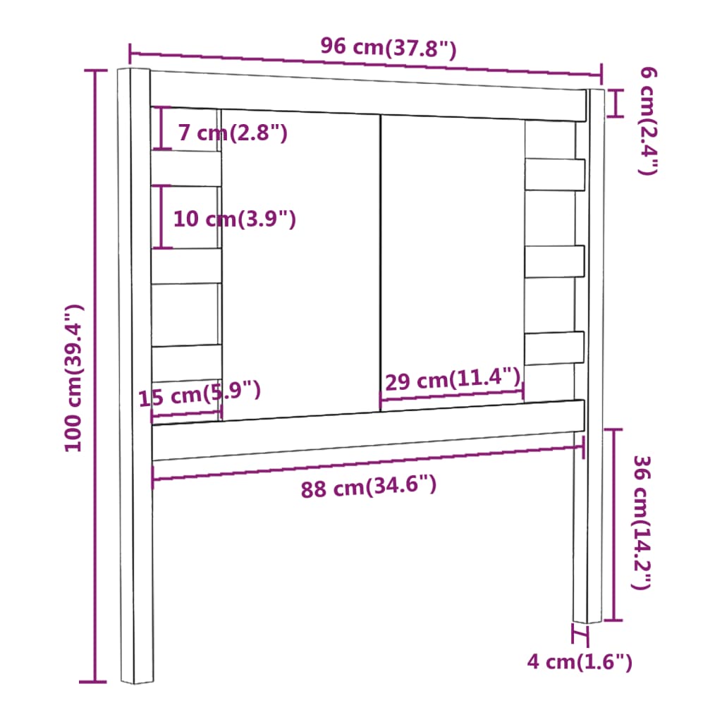 Vzglavna medeno rjavo 96x4x100 cm trdna borovina