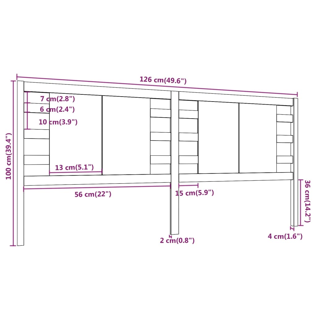 Posteljno vzglavje belo 126x4x100 cm trdna borovina