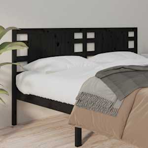 Posteljno vzglavje črno 146x4x100 cm trdna borovina