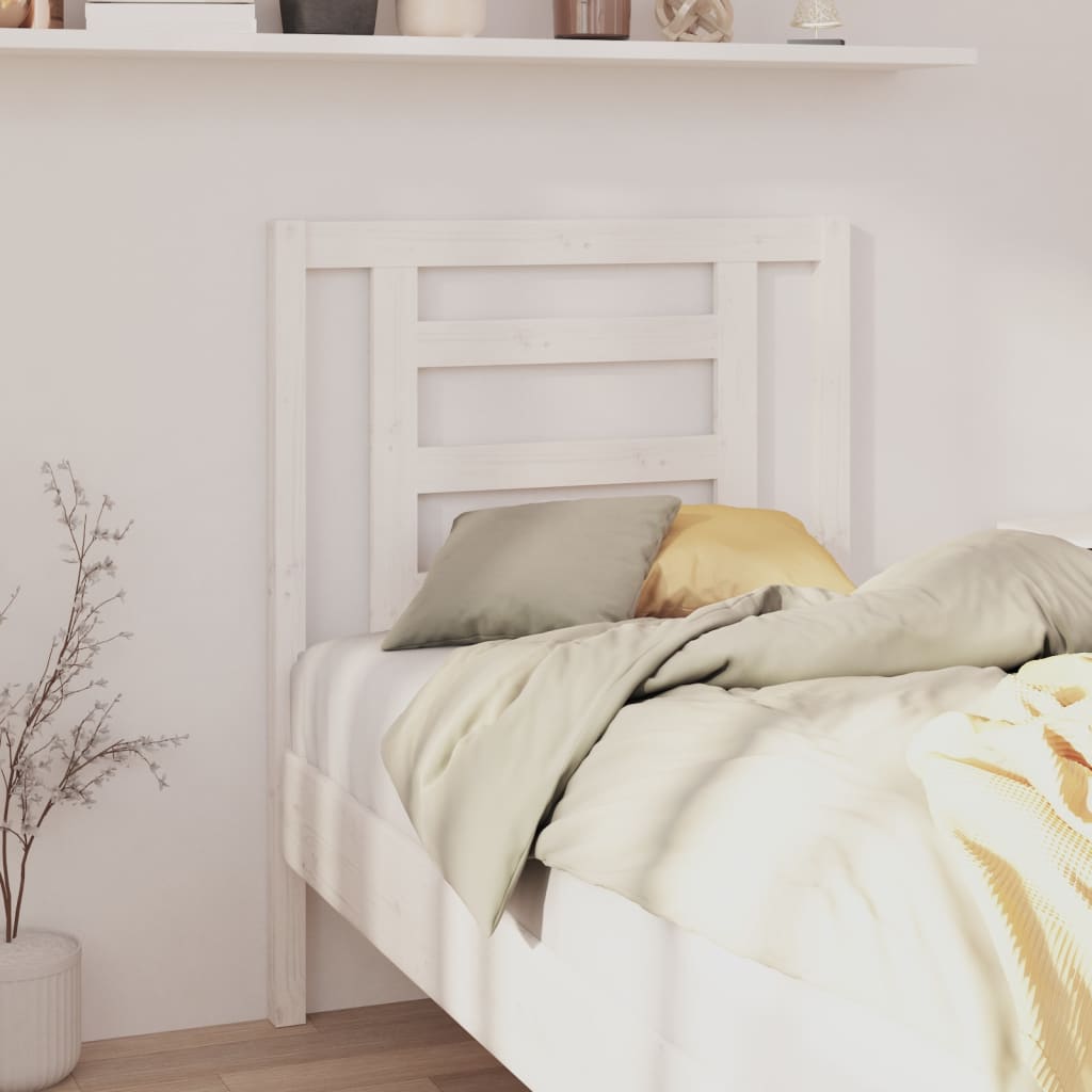 vidaXL sengegærde 81x4x100 cm massivt fyrretræ hvid billede