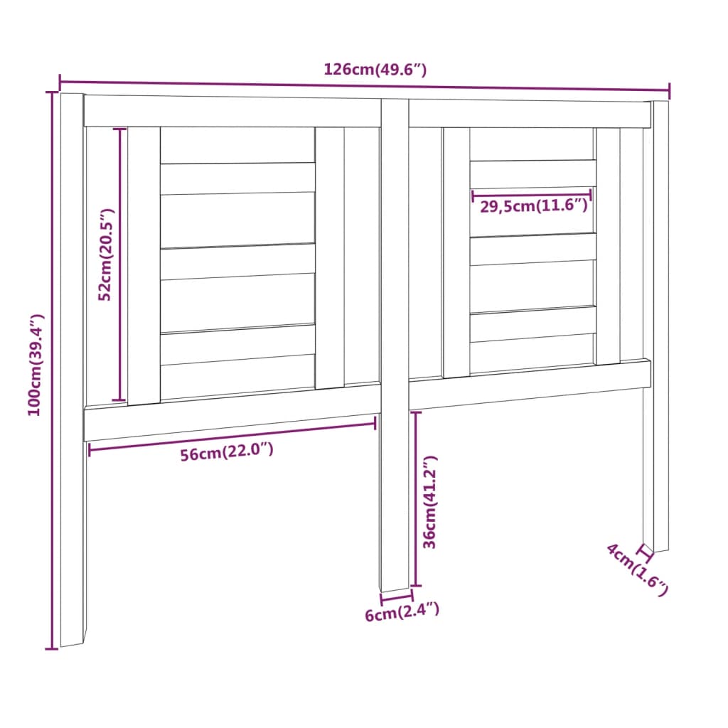 Posteljno vzglavje belo 126x4x100 cm trdna borovina