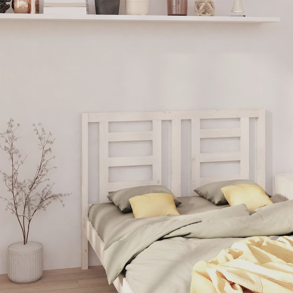 vidaXL sengegærde 146x4x100 cm massivt fyrretræ hvid billede