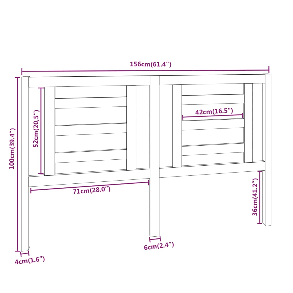 Posteljno vzglavje 156x4x100 cm trdna borovina