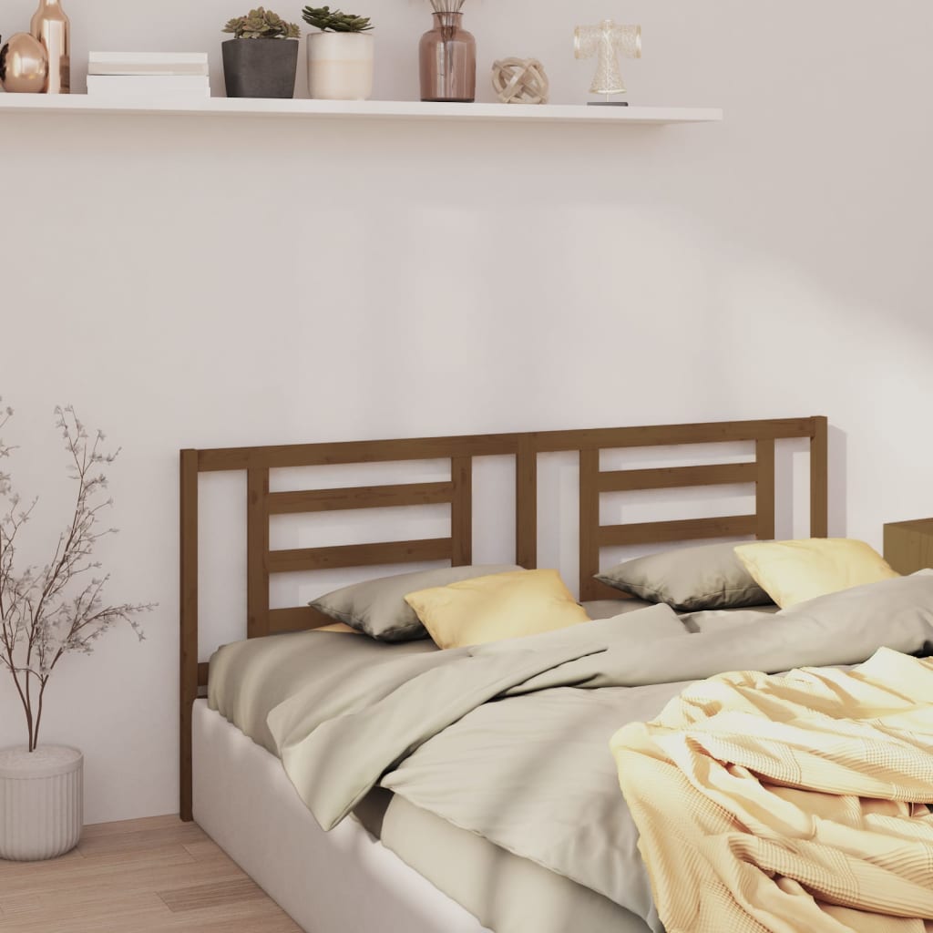 Cabecero de cama madera maciza de pino marrón miel 166x4x100 cm
