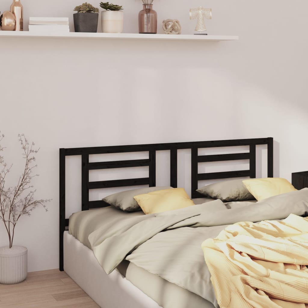 vidaXL sengegærde 206x4x100 cm massivt fyrretræ sort billede