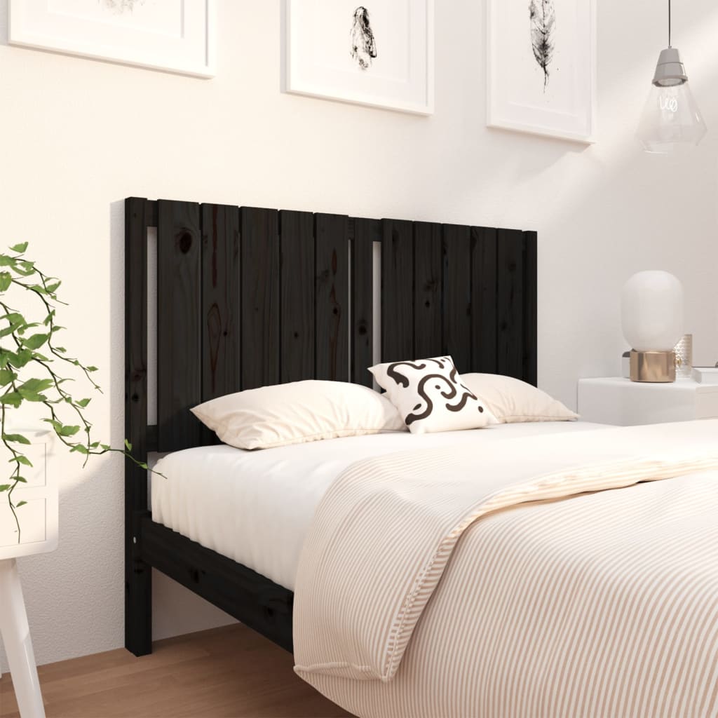 vidaXL Tăblie de pat, negru, 125,5x4x100 cm, lemn masiv de pin (si imagine noua