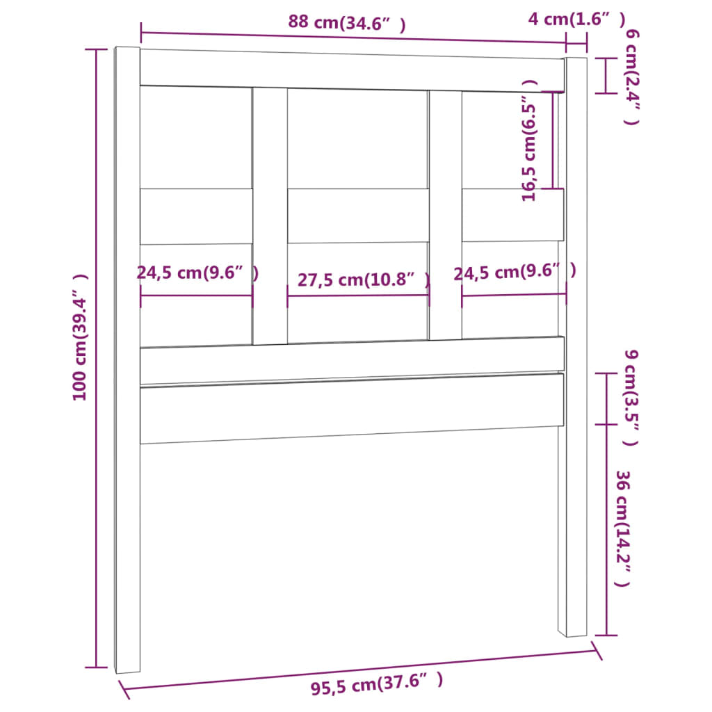 Posteljno vzglavje medeno rjavo 95,5x4x100 cm trdna borovina