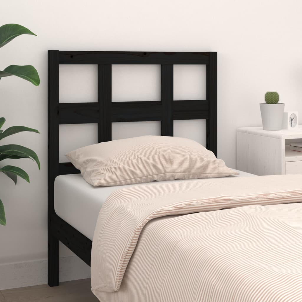 vidaXL Cabecero de cama madera maciza de pino negro 105,5x4x100 cm