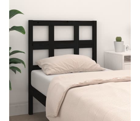 vidaXL Cabeceira de cama 105,5x4x100 cm pinho maciço preto