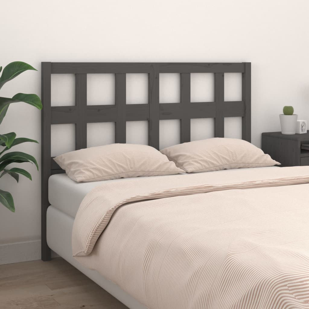 vidaXL Tăblie de pat, gri, 125,5x4x100 cm, lemn masiv de pin (si imagine noua