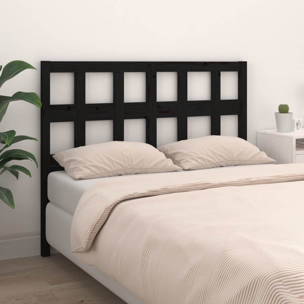 vidaXL Tăblie de pat, negru, 125,5x4x100 cm, lemn masiv de pin (si imagine noua
