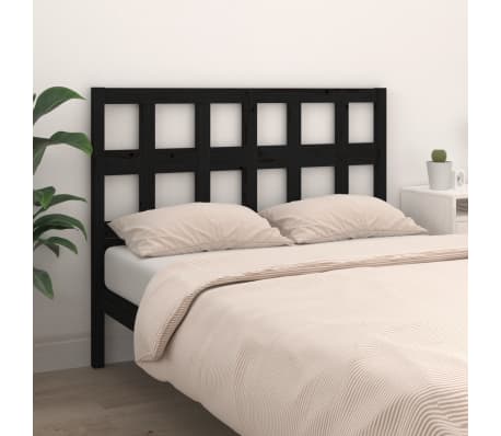 vidaXL Bed Headboard Black 140.5x4x100 cm Solid Wood Pine