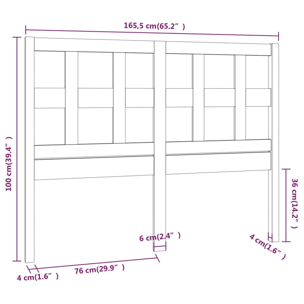 Posteljno vzglavje sivo 165,5x4x100 cm trdna borovina