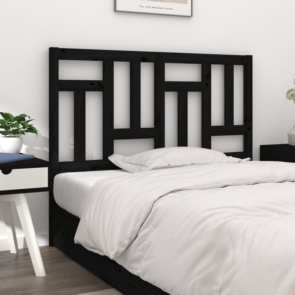 vidaXL Tăblie de pat, negru, 125,5x4x100 cm, lemn masiv de pin vidaXL imagine 2022