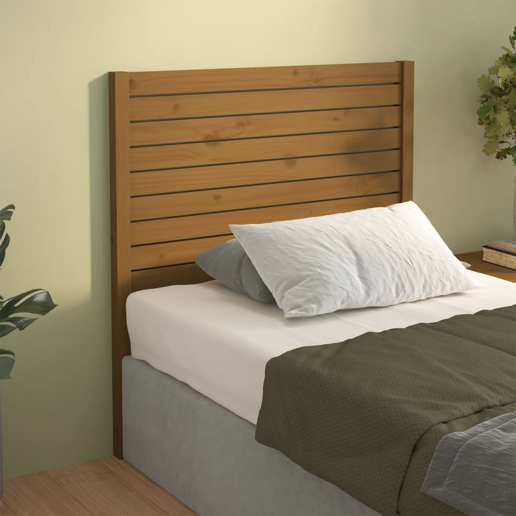 Cabecero de cama madera maciza de pino marrón miel 81x4x100 cm