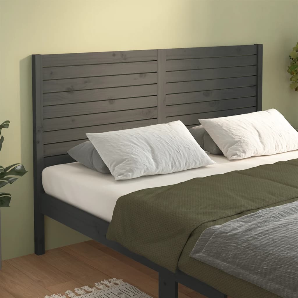 Cabecero de cama madera maciza de pino gris 126x4x100 cm