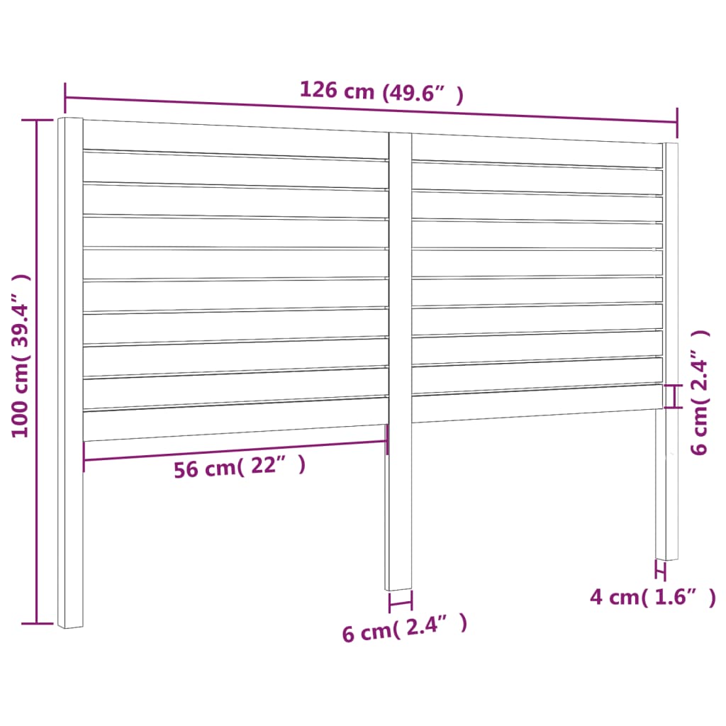 fekete tömör fenyőfa ágyfejtámla 126 x 4 x 100 cm