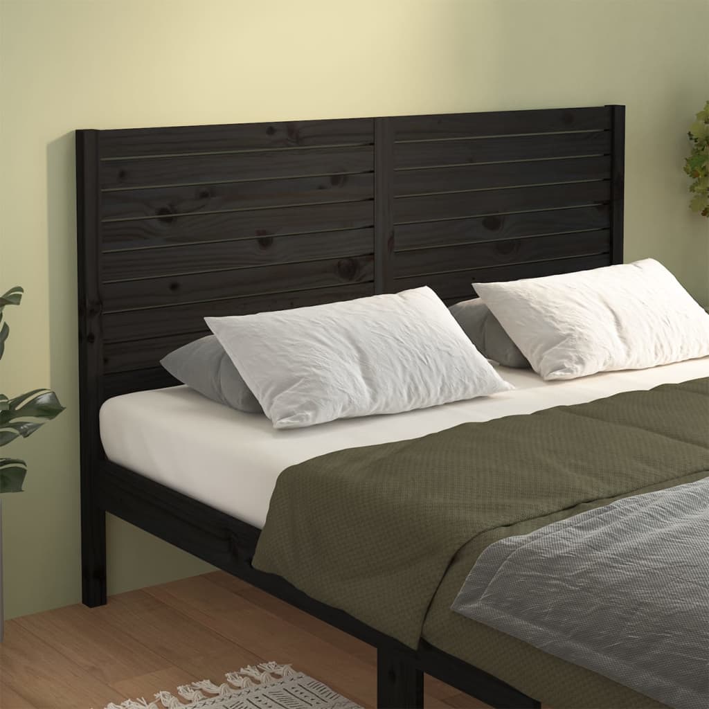 vidaXL Tăblie de pat, negru, 206x4x100 cm, lemn masiv de pin (si imagine noua