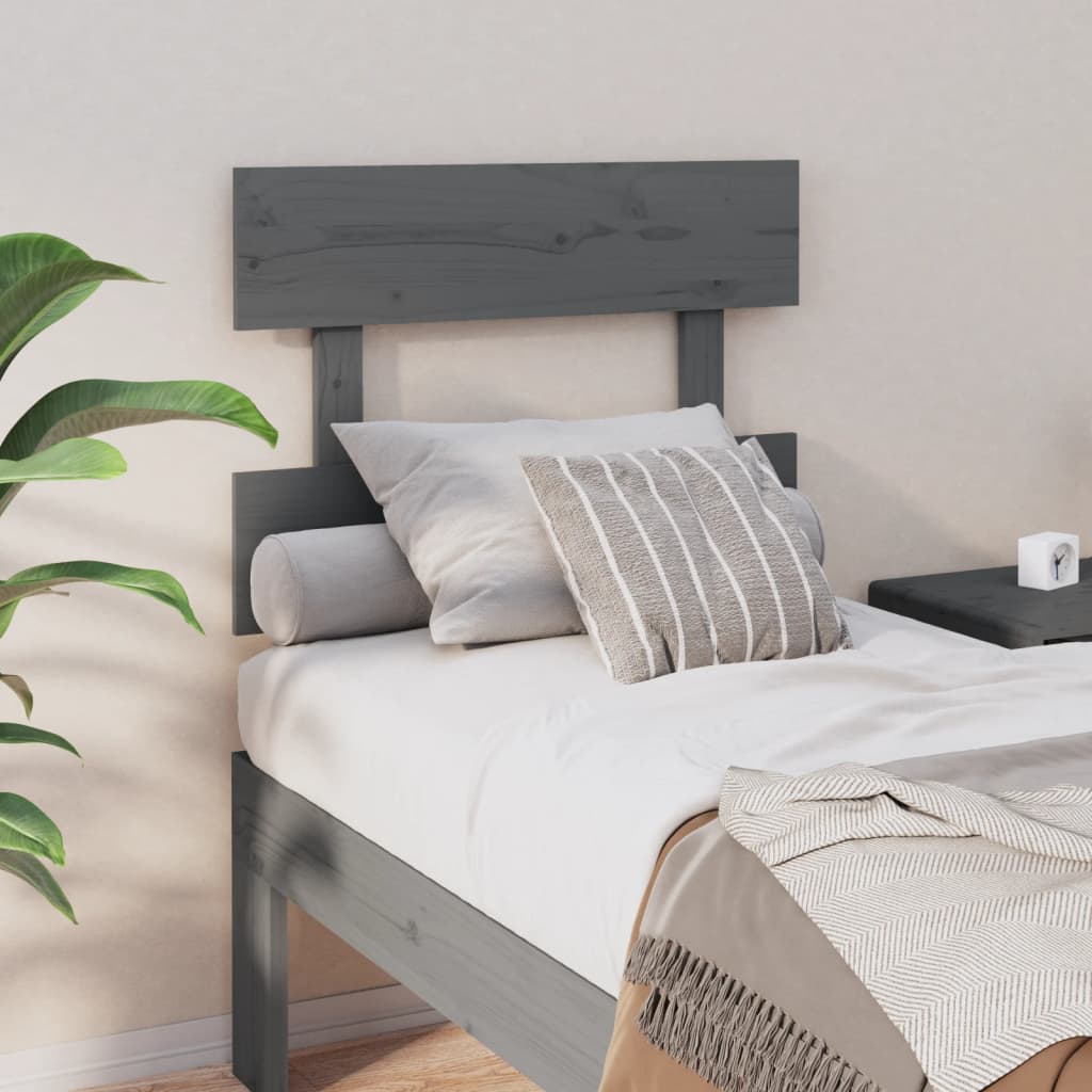 Cabecero de cama madera maciza de pino gris 78,5x3x81 cm