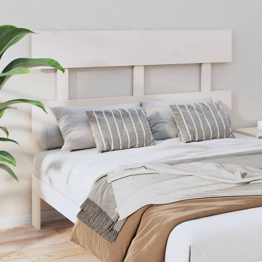 vidaXL Tăblie de pat, alb, 124x3x81 cm, lemn masiv de pin (si imagine noua