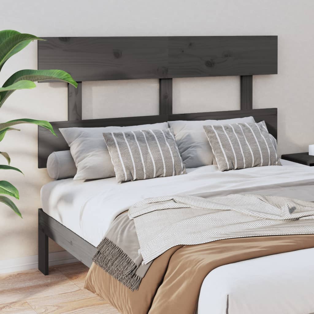 vidaXL Tăblie de pat, gri, 124x3x81 cm, lemn masiv de pin (si imagine noua