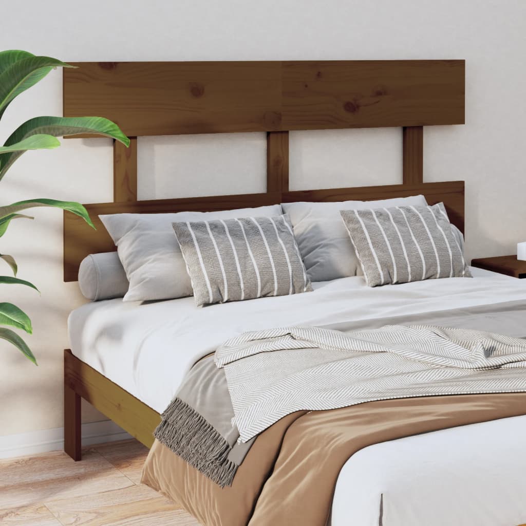 vidaXL Tăblie de pat, maro miere, 124x3x81 cm, lemn masiv de pin (si imagine noua