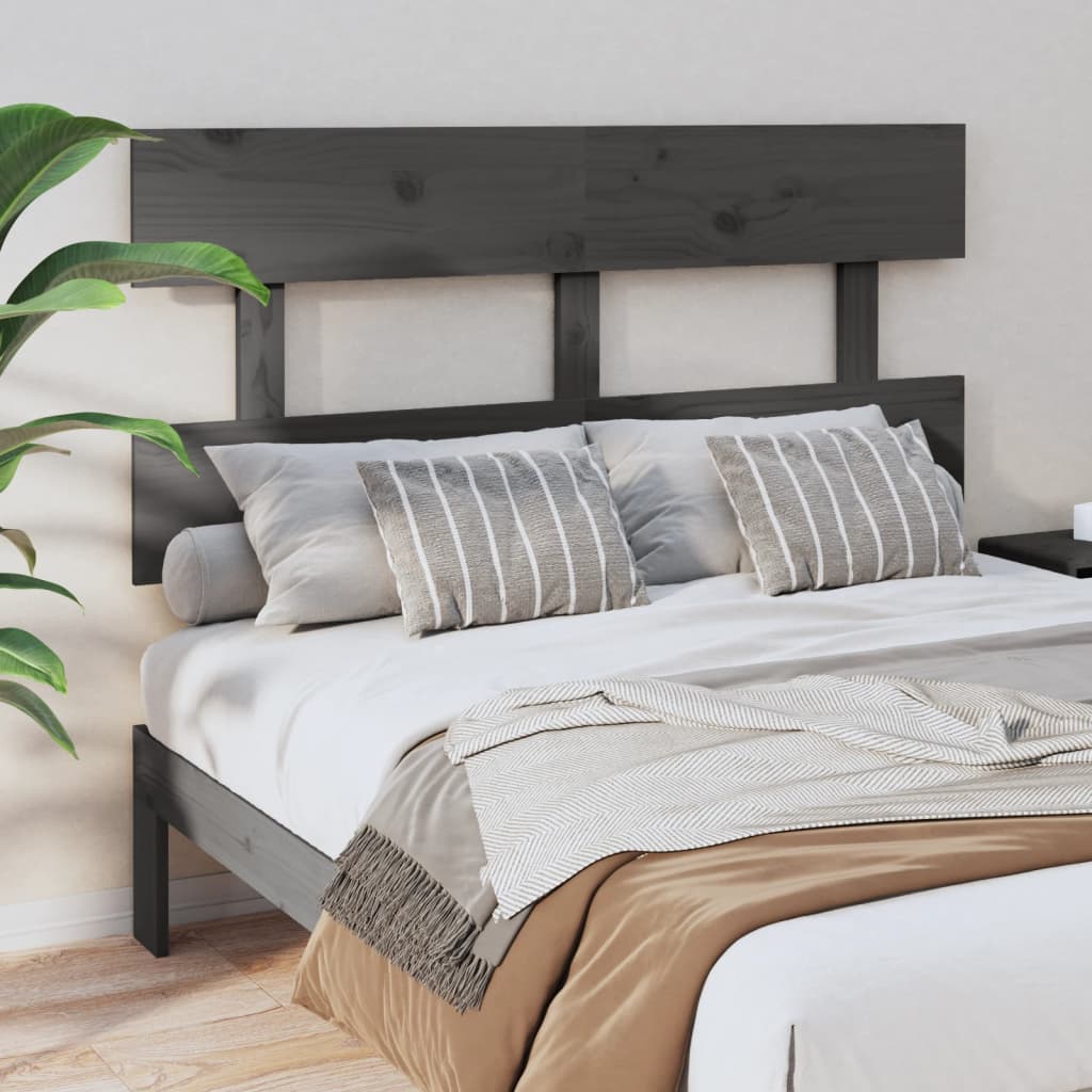 vidaXL Tăblie de pat, gri, 138x3x81 cm, lemn masiv de pin