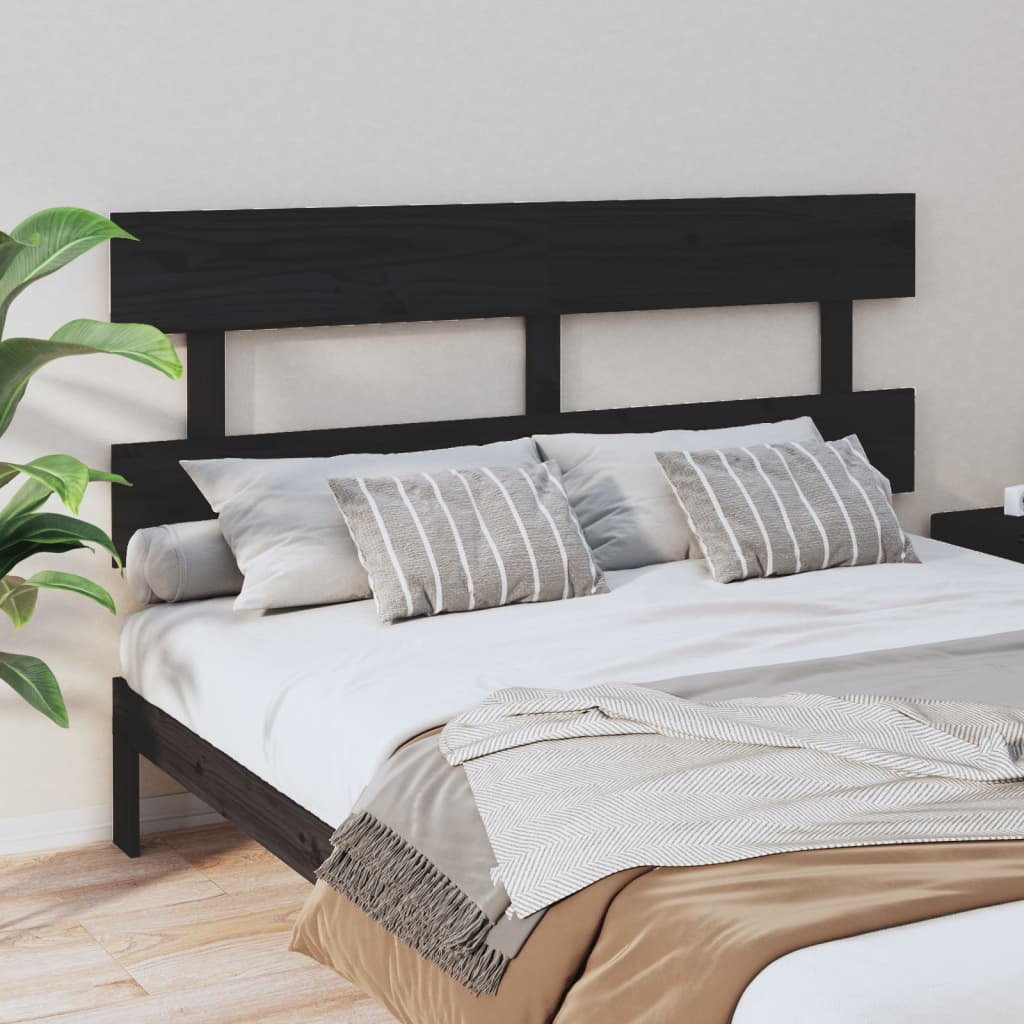 vidaXL Tăblie de pat, negru, 164x3x81 cm, lemn masiv de pin