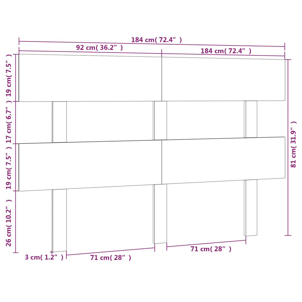 Posteljno vzglavje medeno rjavo 184x3x81 cm trdna borovina