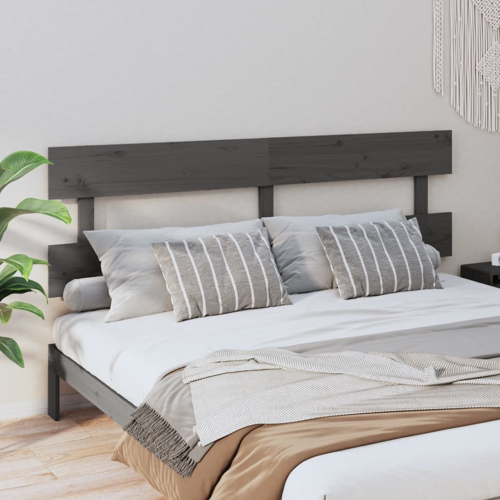 vidaXL Tăblie de pat, gri, 204x3x81 cm, lemn masiv de pin