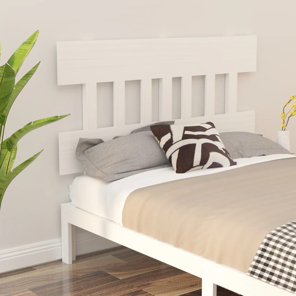vidaXL Tăblie de pat, alb, 123,5x3x81 cm, lemn masiv de pin (si imagine noua