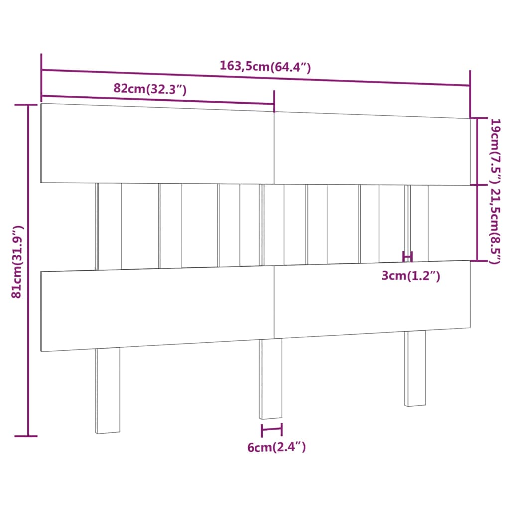 Posteljno vzglavje medeno rjavo 163,5x3x81 cm trdna borovina